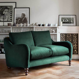 Beautiful-Small-2-Seater-Sofa-In-Hunter-Green-Velvet