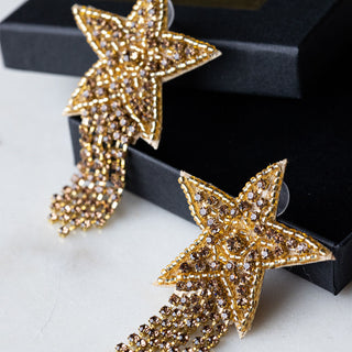 image of gold beaded statement earrings