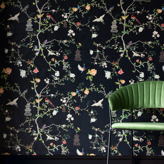 image of black chinoiserie wallpaper