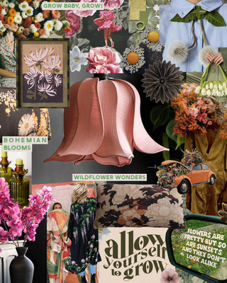Beautiful collage of floal inspired homeware
