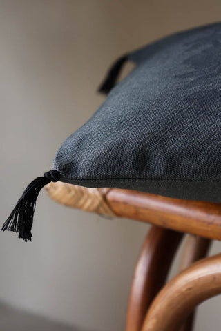 Image of the tassel on the Embroidered Love Cotton Cushion