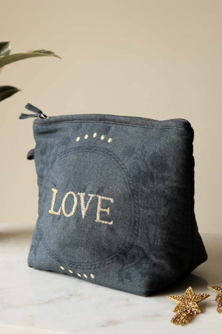 Image of the Embroidered Love Cotton Pouch