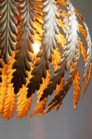 Close-up of the switched on Tropical Leaf Ceiling Pendant Light.