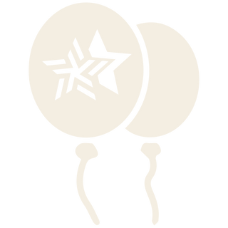 Image of two balloons, with one two stars on the front. 