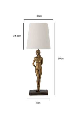 Dimension image of the Brass Lady Table Lamp