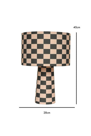 Dimension image of the Charcoal & Natural Checkerboard Table Lamp