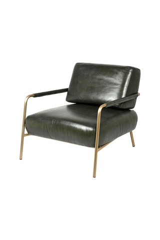 Image of the Dark Green Leather Club Chair on a white background
