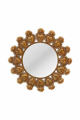 Image of the Gold Milagro Heart Mirror on a white background