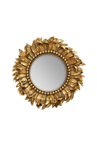Image of the Golden Feather Round Wall Mirror on a white background