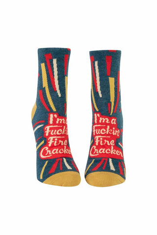 Image of the I'm A Fucking Firecracker Womens Ankle Socks on a white background