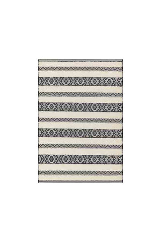 Image of the Monochrome Aztec Stripe Indoor/Outdoor Garden Rug - 3 Sizes Available on a white background