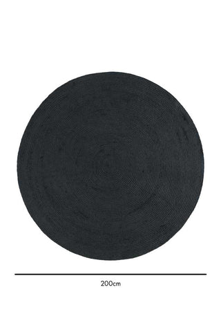 Dimension image of the Black Round Rug - 200x200