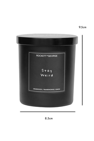 Dimension image of the Rockett St George Stay Weird Cedarwood & Frankincense Candle