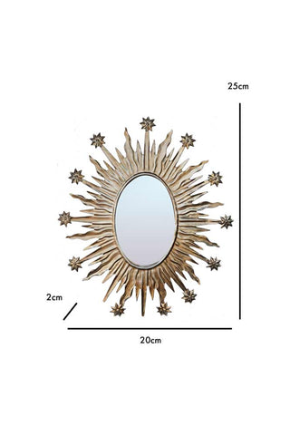 Dimension image of the Antique Silver Sunburst & Stars Mirror