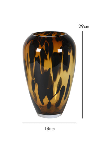Dimension image of the Tortoiseshell Glass Vase