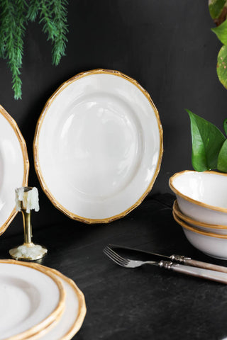 Lifestyle image of the 12 Piece White Bamboo Dinner Set
