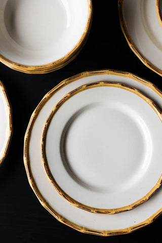 Image of the finish on the 12 Piece White Bamboo Dinner Set
