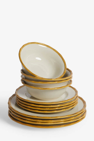 Cutout image of the 12 Piece White Bamboo Dinner Set