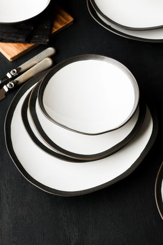 Detail image of the 12 Piece Monochrome Handmade Dinner Set