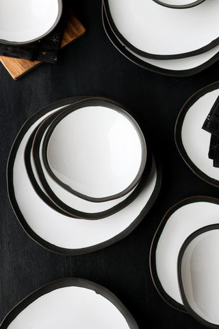 Image of the colour for the 12 Piece Monochrome Handmade Dinner Set