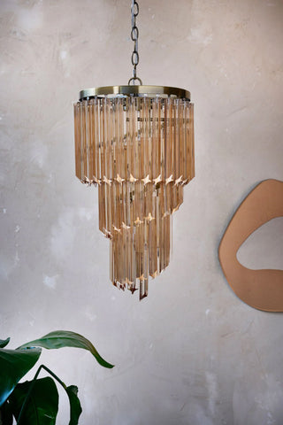 Image of the 2-Tier Champagne Pink Glass Chandelier