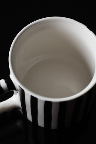 Image of the inside of the Set Of 2 Monochrome Stripey Mugs
