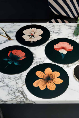 Image of the 4pk Flower Placemats on a dining table