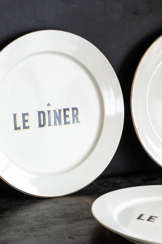 Image of the material for the White Parisian Bistro Set of 4 Dinner Plates