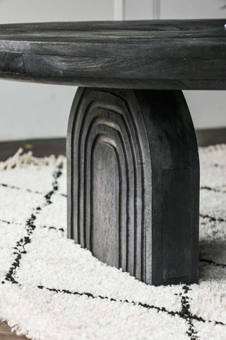 Close-up image of the Abstract Black Mango Wood Coffee Table