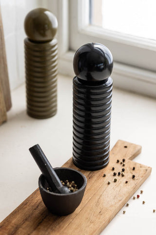 Image of the Black Acacia Wood Salt Or Pepper Grinder in a kitchen