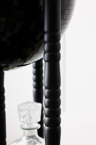 Close-up image of the All-Black Disco Ball Drinks Trolley Cart