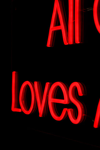 Close-up image of the All Of Me Loves All Of You Neon Wall Light