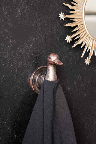Detail image of the Antique Copper Duck Head Wall Hook