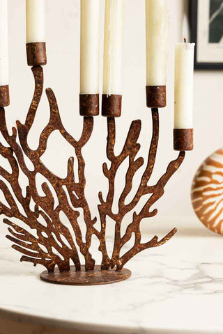 Image of the Antique Coral 7 Candle Candelabra