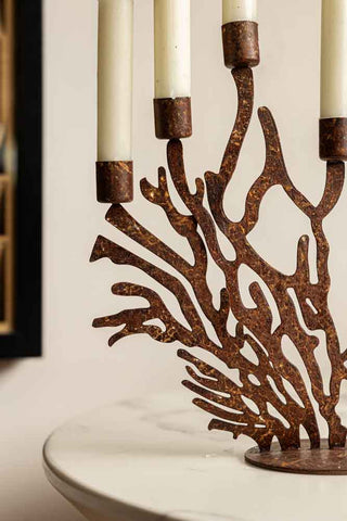 Detail image of the Antique Coral 7 Candle Candelabra