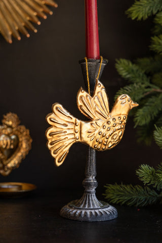 Lifestyle image of the Antique Gold Dove Christmas Tree Decoration