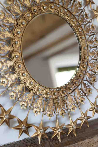 Detail image of the Antique Gold Jewelled Star Wall Mirror