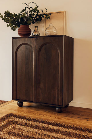 Image of the Arc Detail 2-Door Mango Wood Cabinet
