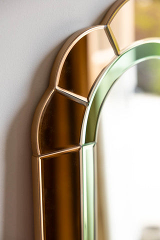 Close-up image of the Art Deco Inspired Pretty Pink & Green Mirror