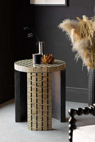 A styled image of the Bamboo Inlay Effect Side Table.