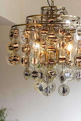 Close-up image of the Beautiful Layered Shell Disc Chandelier