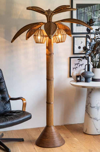 Image of the Beautiful Rattan Palm Tree Floor Lamp on