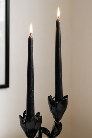 Lifestyle image of the Beautiful Tapered Black Dinner Candle