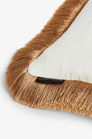 Detail image of the Big Softie Velvet Fringe Feather Filled Cushion on a white background