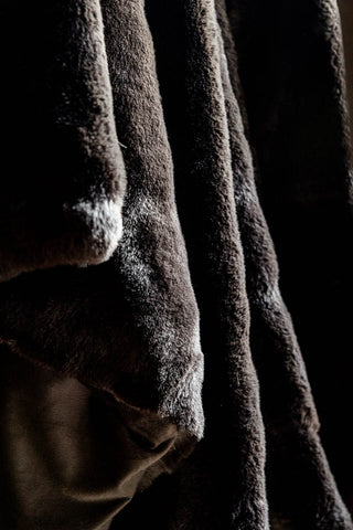 Close-up of the Black Faux Fur Throw.