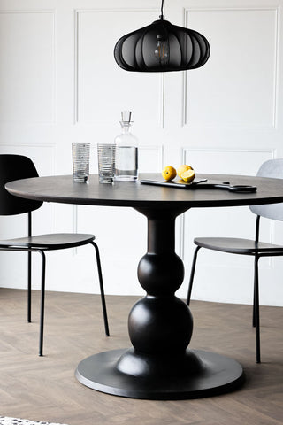 Image of the Black Mango Wood Round Dining Table