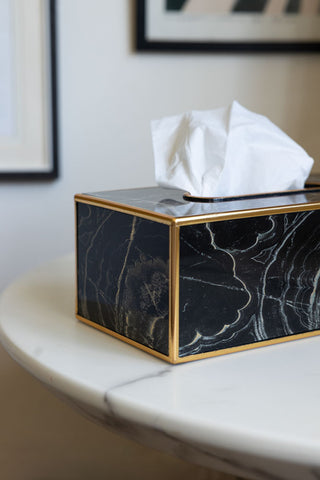 Detail image of the Black Marble Effect Tissue Box