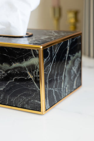 Image of the finish for the Black Marble Effect Tissue Box