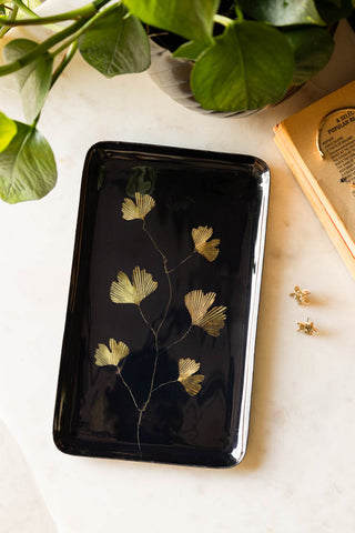 Image of the Black & Gold Gingko Leaf Tray
