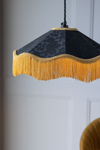 Image of the fringe on the Black & Gold Tassel Ceiling Light Shade